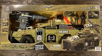 Motorized 2-N-1 Tactical Armored Soldier Force Vehicle 32Pc Playset Birthday NEW • $65