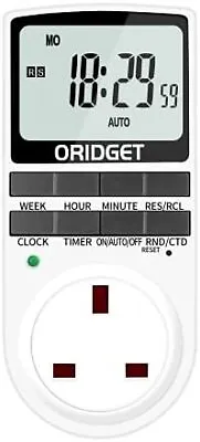 £15.98 • Buy ORIDGET Digital Electrical Timer Plug Socket With 18 On-Off Programs, Countdown