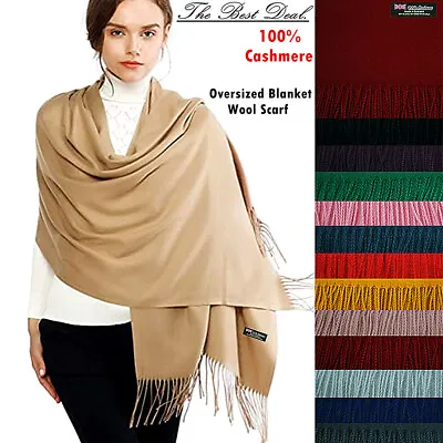 $11.88 • Buy Womens Mens 100% Cashmere Scotland Oversized Blanket Wool Scarf Shawl Wide Wrap