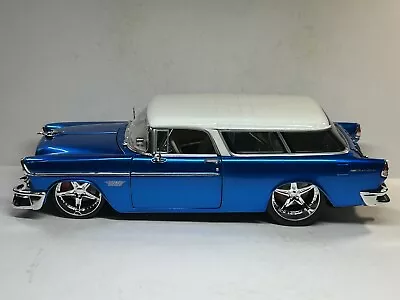 MAISTO PRO RODZ 1955 CHEVROLET NOMAD 1/18 SCALE DIECAST Blue & White • $40