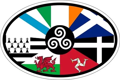 Sticker Oval Flag Vinyl Country Code Irish Celtic Nations • £3.30