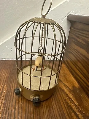 Rare Vintage Brass Japanese Singing Bird Cage Battery Operated Works • $300