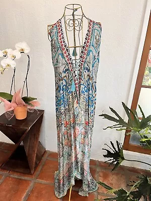 True Colours By La Moda Clothing Halter Backless Maxi Dress Summer Cover Up L-XL • $59.99