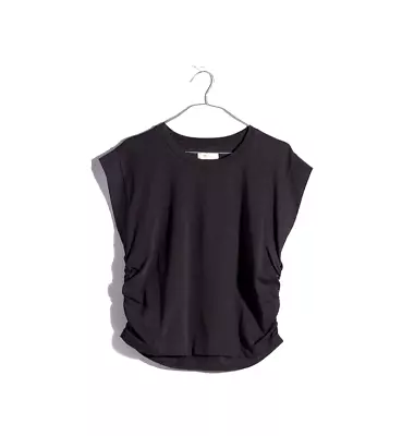 Madewell XS Side Cinch Muscle Tee Top Black Cap Sleeve Womens Fitted NWT • $24.99