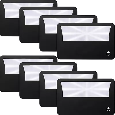 8 Pieces Credit Card Magnifier Bundle Wallet Purse Magnifying Glass LED Illumina • $28.45