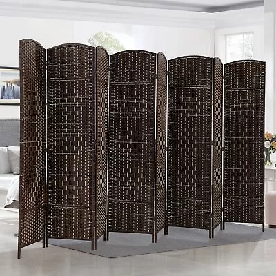 8 Panel Portable Room Divider Weave Fiber Folding Privacy Partition Wall Screen • $110.99