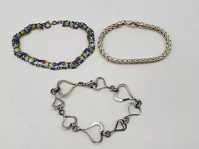 925 Sterling Silver Vintage Enamel Chain Bracelet Lot • $9.99