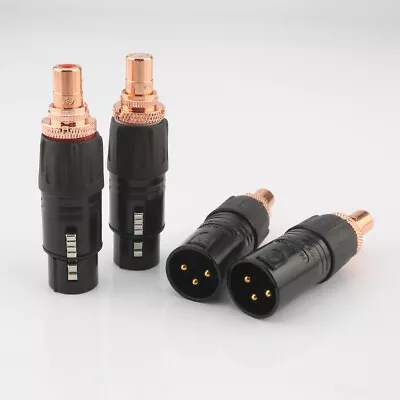 2pcs Red Copper Plated XLR To RCA Female Adapter HIFI Audio Cable Connector • £11.40