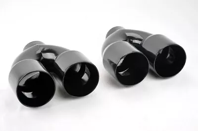 Dual 4  Quad Style Gloss Black Exhaust Tips Fits Chevy Camaro 2010-2012 • $99.99