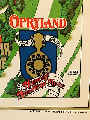 1993 Opryland USA Vintage Theme Park Souvenir Map Nashville TN *LIMITED ED*FLAT • $54.95