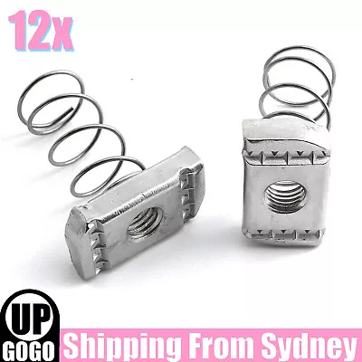 12Pcs M8 X 6mm Stainless Steel Spring Channel Nuts Unistrut Type Zinc Plated Nut • $17.99