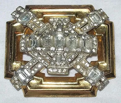 McClelland Crystal Clear Rhinestone Gold Tone Brooch Pin Signed 1940s Barclay • $259.99