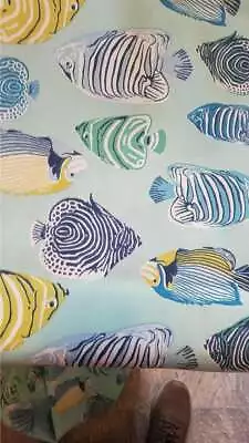 P Kaufmann Indoor/Outdoor Fish Tale Blue Fabric By The Yard Stock 15 • $10.95