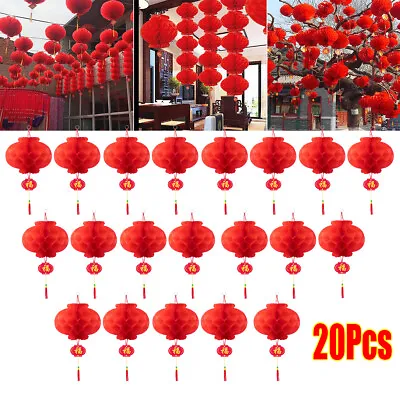 £6.99 • Buy 20Pcs Chinese New Year Red Paper Lanterns Party Wedding Hanging Decoration 15cm