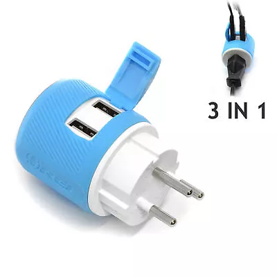 OREI Israel Palestine Travel Plug Adapter - Dual USB - Surge Protection -Type H • $14.99