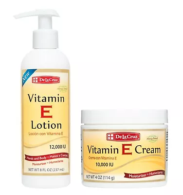 De La Cruz® Vitamin E Lotion 12000 IU 8 FL OZ  + Vitamin E Cream 10000 IU 4 OZ • $15.99