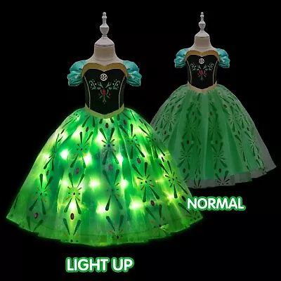 Disney Inspired Frozen Princess Anna Dress Kids Girls Costume LED Lights 3T Up • $19.99