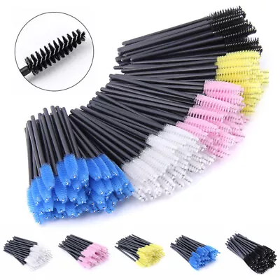 50PCS Disposable Eyelash Brushes Mascara Wands Eyebrow Spoolie Applicator Makeup • $2.37