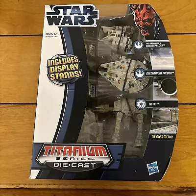 Titanium Micro Star Wars 3 Pk Luke Snowspeeder Millenium Falcon AT-AT 2012 NIB • $24.95