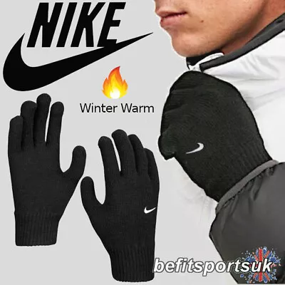 Nike Gloves Mens Kids Winter Warm Running Knit Football Sport Magic Black • £12.90