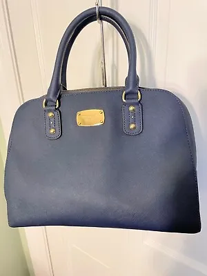 Michael Kors Cindy Navy Blue Saffiano Dome Satchel Handbag • $55