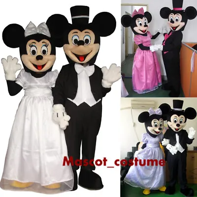 Wedding Dress Mickey & Minnie Mouse Mascot Costume Suits Party Cartoon Character • $234.37