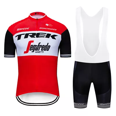 Trek Team Cycling Kit Bike Clothing Short Sleeve Jersey Padded Gel Bib Shorts • $48.99