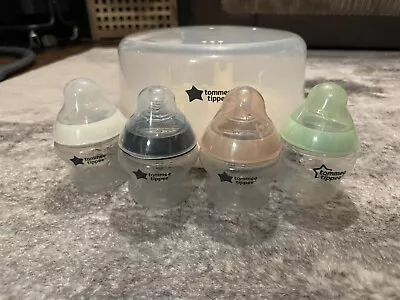 Tommee Tippee Microwave Steriliser And Natural Start Anti-Colic Baby Bottle Set • £30