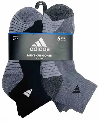 Adidas Men's Cushioned 6-Pairs QuarterCut Socks  Black/Gray. • $23.50