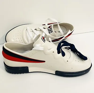 Melissa Sneakers + Fila Row Ad White Blue Red Fila Ad Shoes Shoelaces SZ 12 • $125.95