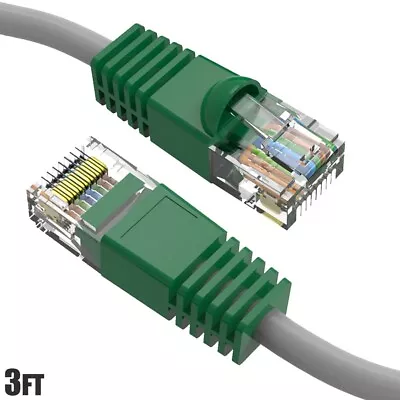 3FT CAT6 RJ45 Network LAN Ethernet UTP Crossover Cable Copper Wire Green Boot • $12.83