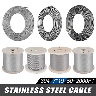 VEVOR T304 3/16  Stainless Steel Cable Wire Rope 7x19 250-500FT Railing Kit • $65.99