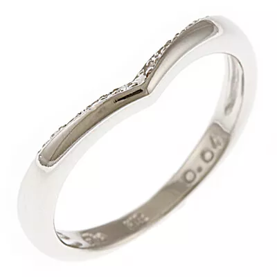 STAR JEWELRY Ring Silver 18K K18 White Gold Diamond V-shaped ＃US 4 1/2 #EU 48 • $234.28