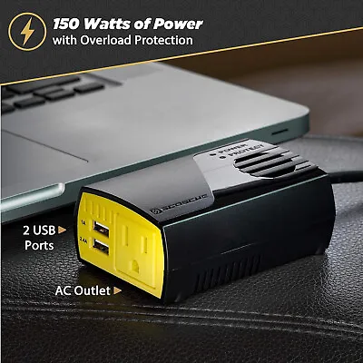 Scoshe P1150M Invert 150 W Mobile Power Inverter With Dual USB Ports • $29