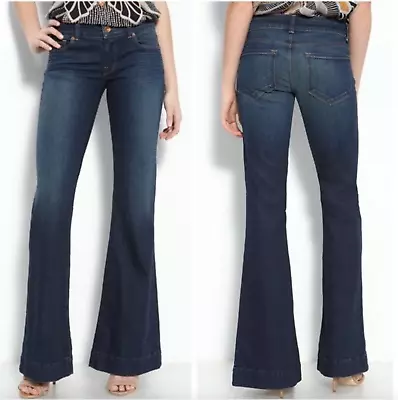 J BRAND ~ Size 26 ~ Dark Vintage LOVE STORY Flared Whiskered Low Rise Jeans A95 • $34.99