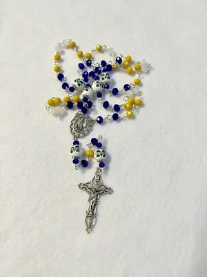 Michigan Wolverines Rosary Necklace Glass Beaded University College Ornament • $42.99