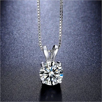 Lab Created AAA CZ Necklace 2 Carat Brilliant Cut Solitaire Pendant Round Single • $12.89