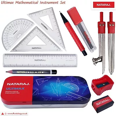 £8.99 • Buy NATARAJ Ultimax Maths Geometry Set Divider Compass Set Squares Protector Ruler