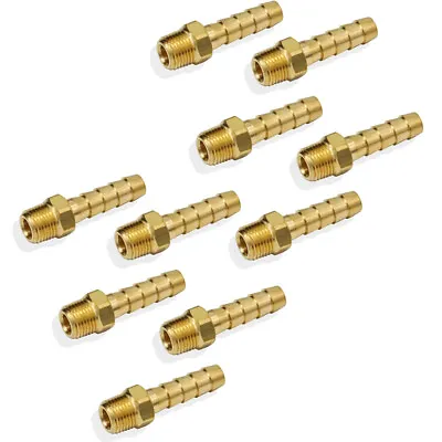 10x 1/4(6mm) Inch Hose Barb To 1/8 Inch Male Thread Fitting Brass Connector • $12.85