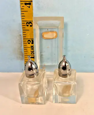 Vintage Viking Salt & Pepper Clear Glass & Tray Silver Cap W/tags Japan. • $13.50