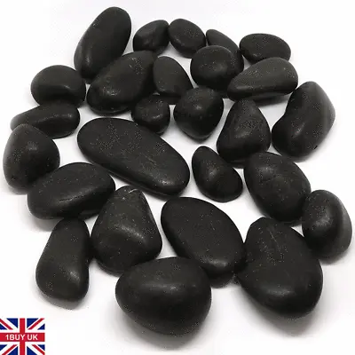 £3.99 • Buy 1kg Natural BLACK Decorative Stones Pebbles Aquarium Decoration Vase Garden New