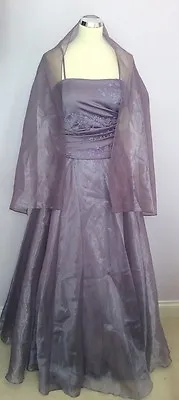 Bnwt Yve London Mauve Beaded Ball Gown/ Prom Dress & Wrap Size S • £72