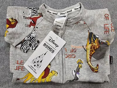 Bonds Baby Disney Grey Lion King Circle Of Life Wondersuit BNWT Size 00 • $50