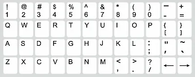 English US Keyboard Stickers Black Letters On White PC Computer Laptop Craft • £3.99