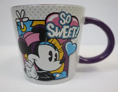 Disney Minnie Mouse Coffee Cup Mug 3D Comic Strip  So Sweet!  White Purple • $4.75