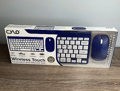 CYLO Plug & Play Wireless Mouse And Keyboard Blue  & White Universal PC Or MAC • $12.99