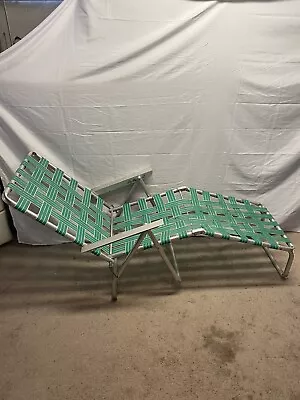 Aluminum Folding Lawn Chair Vintage Lounge Webbed Original Green • $29.74