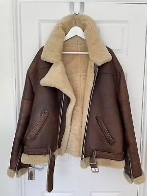 STUNNING 1960s SHEEPSKIN AVIATOR FLYING JACKET - VINTAGE B-3 BOMBER STYLE (46) • £150