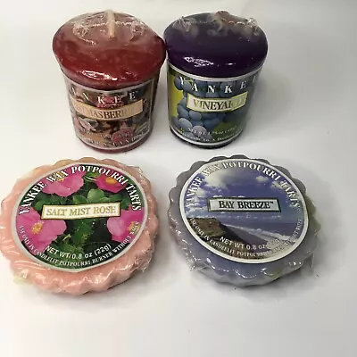 Yankee Candle Votives Tarts Wax Melts Lot Of 4 Christmas Berries Vineyard Bay • $13.97