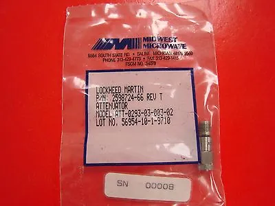 Midwest Microwave 3dB Fixed Attenuator DC-4GHz 2W ATT-0293-03-003-02 SMA • $9.99